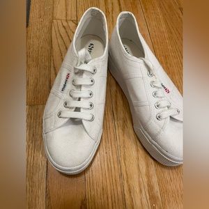 Superga white platform sneakers